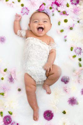 I love how this floral milk bath turned out with this 4 month old cutie!!