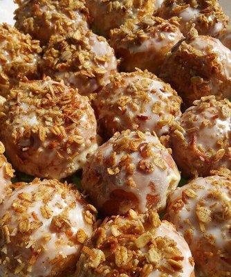 morning granola with citrus cream filled donut holes