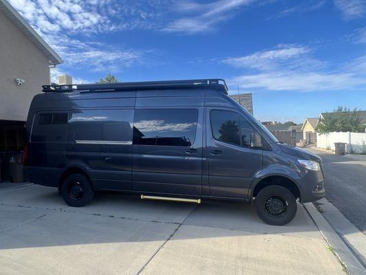 My van with the windows tinted.