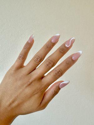 Gel extensions with French/white nail design