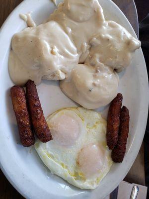 Full order of biscuits and gravy with sausage