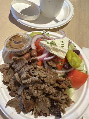 Horiatiki salad with gyro meat