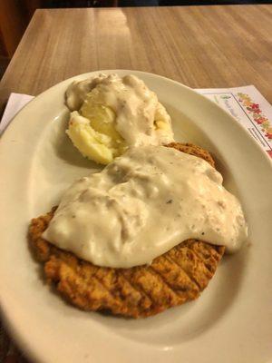 Country fried steak and mashed potatoes