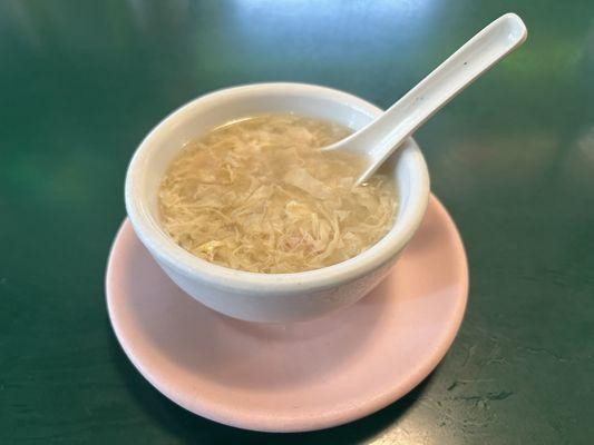 Egg Flower Soup comes with rice plate.