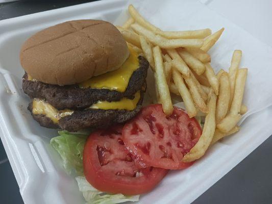 Double cheeseburger and fries