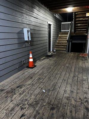 Nasty cluttered and stained breezeways