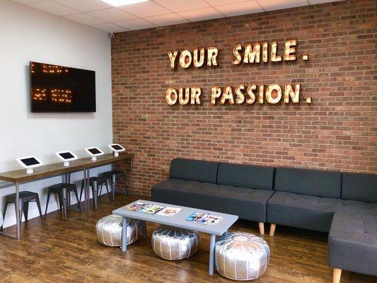 Super modern and comfortable waiting room.