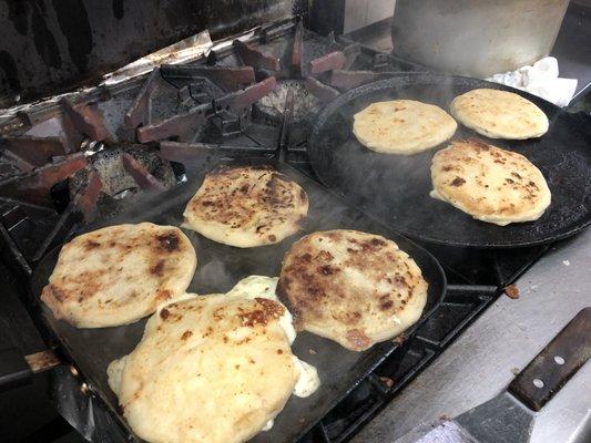 Our pupusas that are sold for 2.00 each