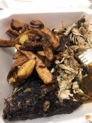 Spicy fish and plantain.