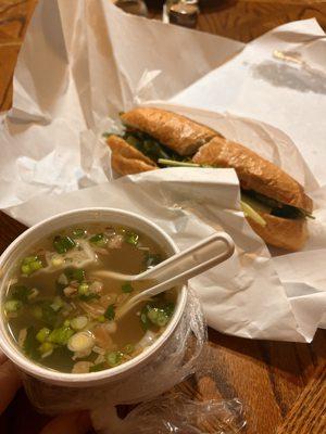 Grilled Pork Banh Mi Poboy and Wonton Soup