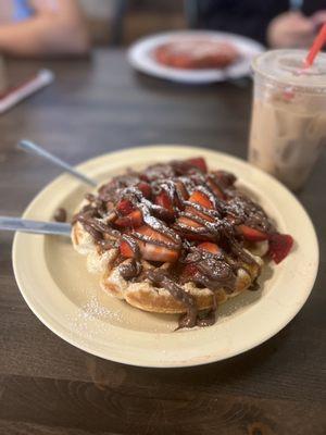 Nutella and strawberry waffle