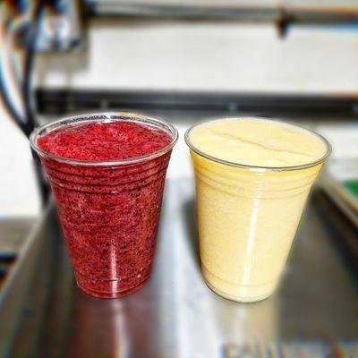 16oz Cherry Berry Blast Smoothie and 16oz Orange Vanilla Cream Smoothie