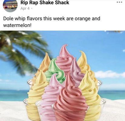 Dole whip flavors change and are posted on Facebook