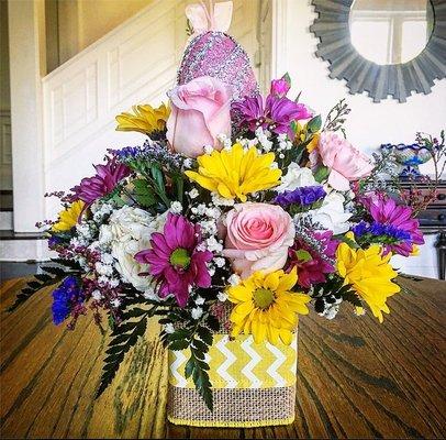 Easter arrangement from Miss You Flowers in Roanoke.