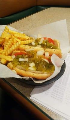 The Iron Skillet here has Chicago style hot dogs. Freaky good!