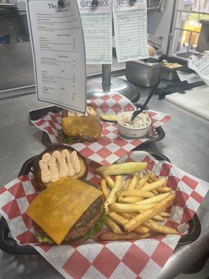 Angus Beef Burger Plate with Fries and Coleslaw!