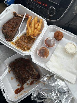 Brisket plate and half Baby Back Ribs