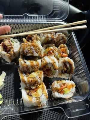 Spider Roll and Okinawa Spicy Tuna Roll (carry-out)