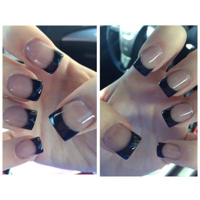 Black French tip acrylics.