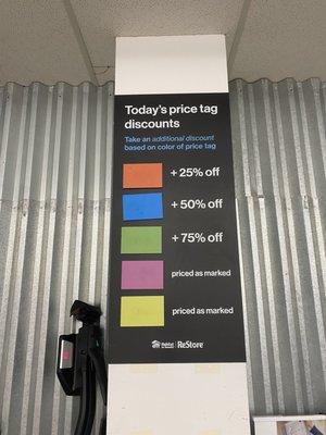 Daily discount based on color of price tag