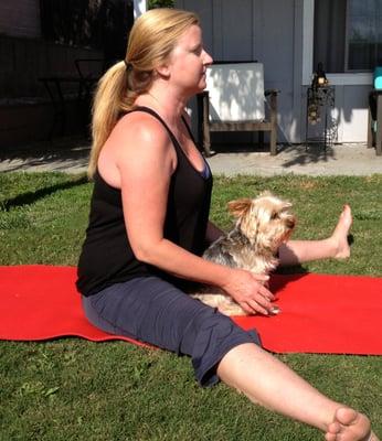 Doga, yoga with your dog. May be far from traditional yoga, but if it gets you to your mat to practice, try it out!