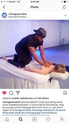 Me performing Shiatsu at Chicago Acrofest.