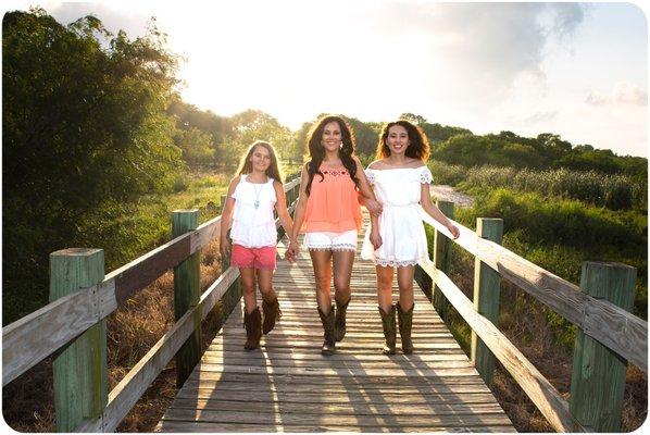 Mother Daughters at Sunset