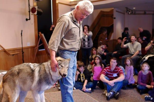 A furry visitor to the Ethical Humanist Society of Chicago.  He wasn't bad but he was big!