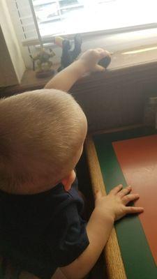 One of the waitresses gave my son some toys to play with while his breakfast was being prepared.