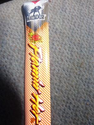 MATADOR FLAMIN' HOT Snack Stick ($1.29): 8.5/10. Thin, but long and spicy (I drank half a bottle of soda after eating mine).