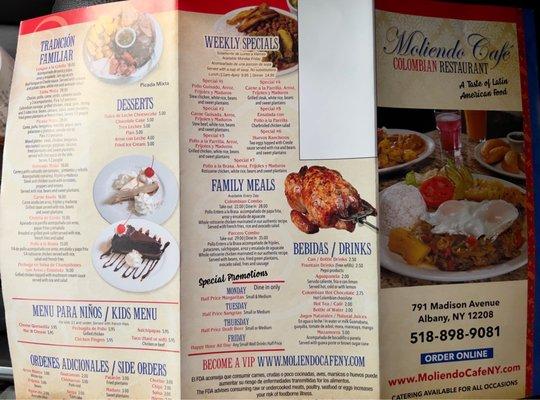 Front of menu. You can zoom into it to get a better view.