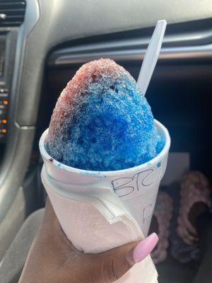 Blue raspberry and wild cherry snow cone