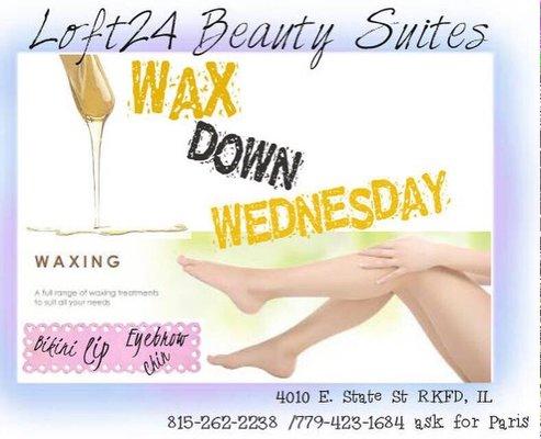 Special discounts applied each & every Wednesday on all waxing services!