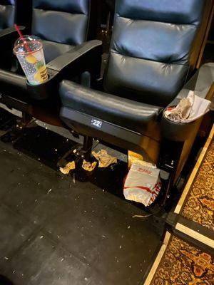 These are what our seats looked like when we arrived for the 4:20 showing of Barbie.