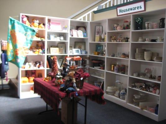 Good selection of household goods, linens and books.