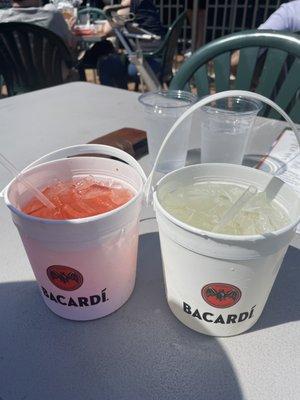 Rum buckets. Lime and coconut and tropical fruit bucket. Yum!