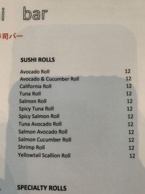 Part of their menu of overpriced sushi rolls