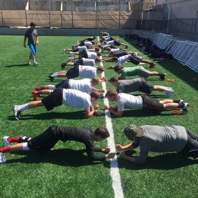 Team training with the La Jolla Varsity Boys Lacrosse Program.