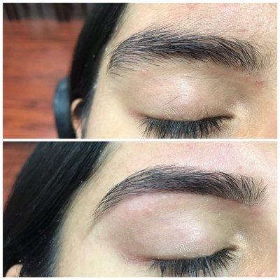 Eyebrow threading before and after