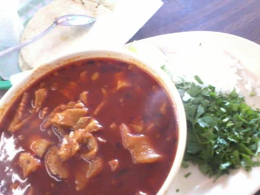 Menudo was served piping hot.