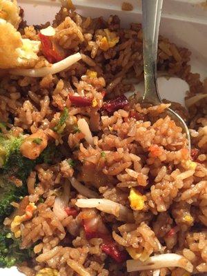 Pork fried rice made for lunch combo. Broken rice pieces low quality rice