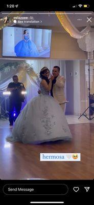 Father and daughter dance with slideshow