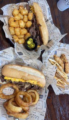 CHEESESTEAKS with TATER TOTS and ONION RINGS  KIDS MEAL - CHICKEN TENDERS (2 PC)