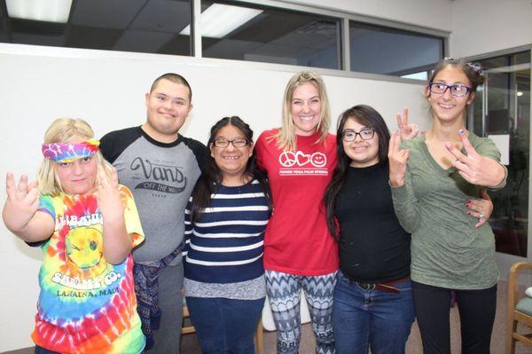 Kim Funkey and little yogis from the Boys and Girls Club after school program for UCPIE