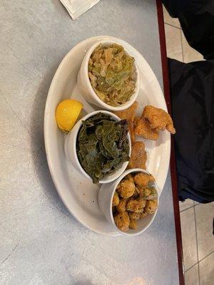 Catfish, cabbage, collards and okry