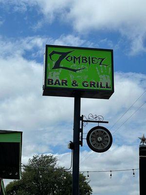 Awesome sign that caught our eye as Zombie lovers.