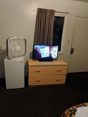 Box fan served as the AC. The room felt great at night!! Very comfortable.