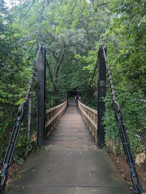 Suspension Bridge located in the Little Sugar Creek Trail.