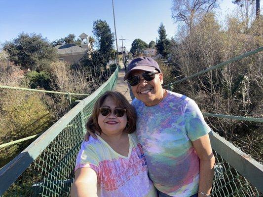 Tie Dye Twinnies at Swinging Bridge