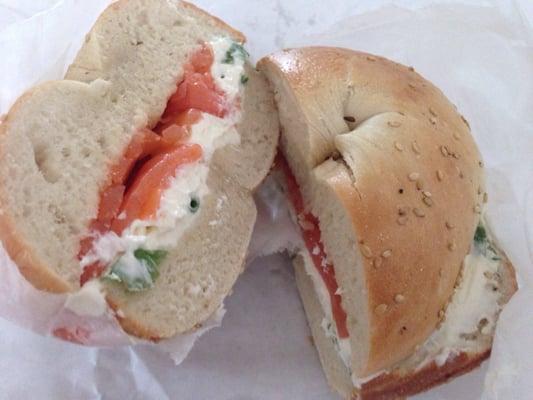 Lox with scallion cream cheese.